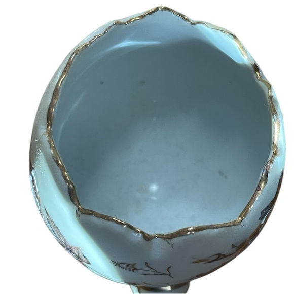 Vintage Napco Hand-Painted Floral Cracked Egg Ceramic Three-Footed Vase - Picture 4 of 7